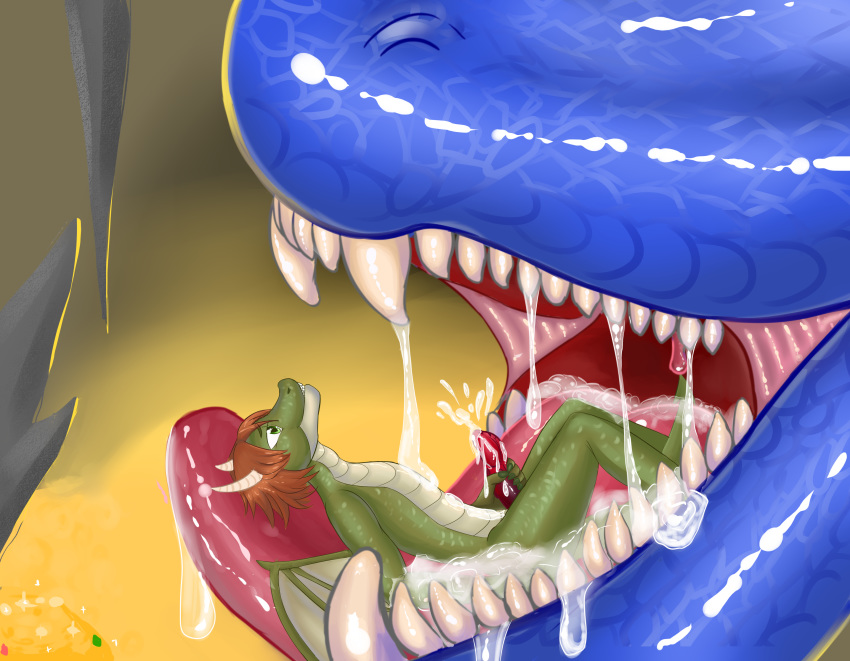 anthro auction digestion dragon duo eating felicer macro male masturbation micro nom oral oral_vore penis predator prey reptile saliva scalie soft_vore swallowing teeth throat tongue vore ych