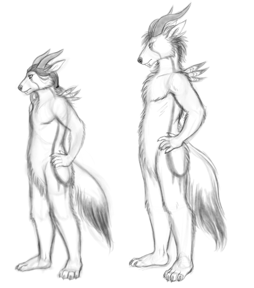 2015 anthro fangs feathers female fur horn male nude psycrhen ratte simple_background