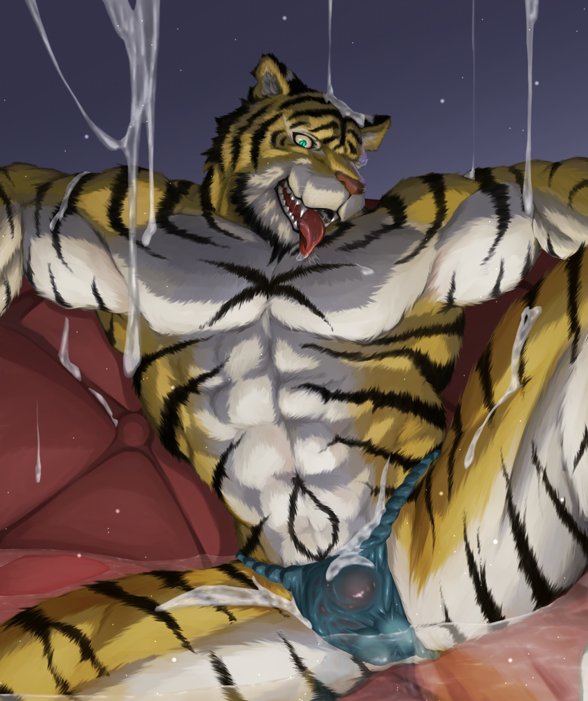 bulge clothing cum cum_everywhere feline ko-shu male male/male mammal messy panting penis satisfaction solo tiger underwear