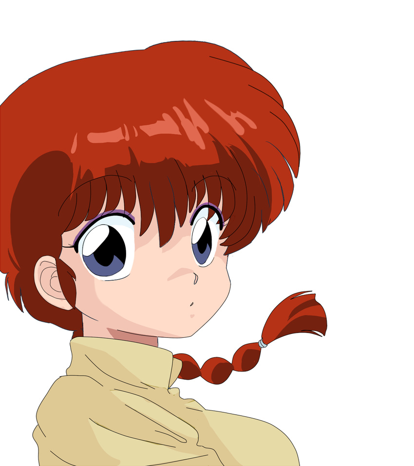 1girl blue_eyes braid genderswap portrait ranma-chan ranma_1/2 red_hair saotome_ranma single_braid solo suika_(swimy0pe0u_u0s)