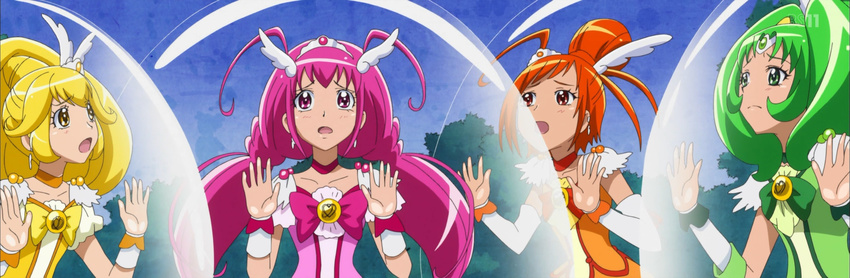absurdres bubble cure_happy cure_march cure_peace cure_sunny highres multiple_girls precure screencap smile_precure!