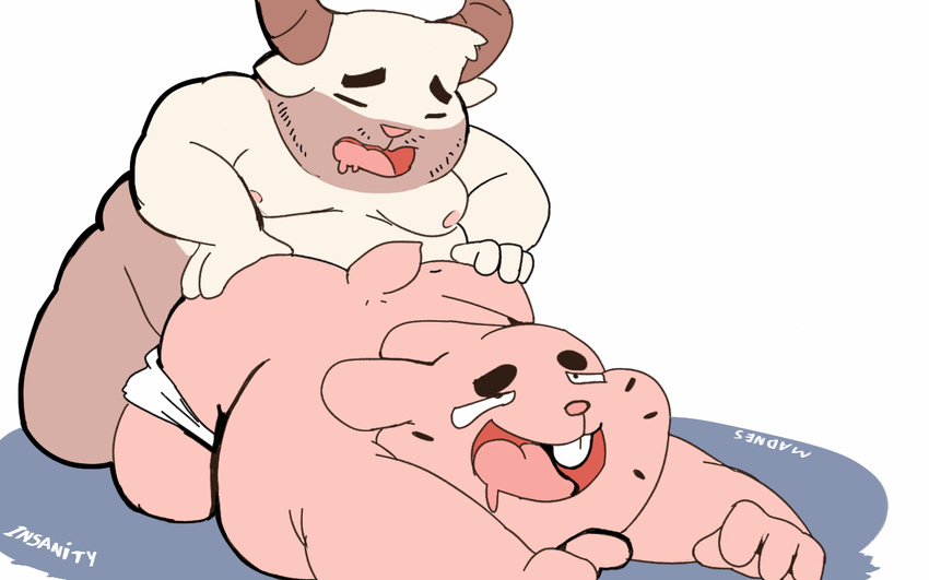 anal anal_penetration caprine duo goat lagomorph male male/male mammal miracle_star moobs obese overweight penetration rabbit richard_watterson sex shamelesss smile the_amazing_world_of_gumball
