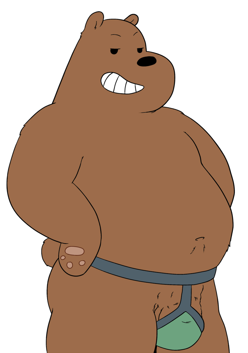 anthro bear clothing grizzly_(character) grizzly_bear male mammal purico solo underwear we_bare_bears