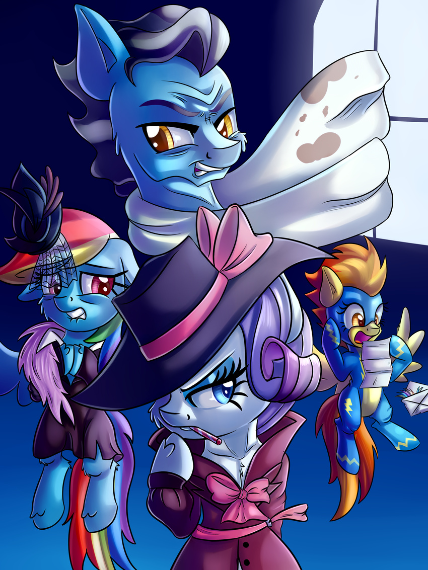 2015 amber_eyes biting_lip blue_eyes bow brown_eyes candy candy_cane cigarette clothing coat equine eyeshadow female food friendship_is_magic hair hat horn letter makeup male mammal multicolored_hair my_little_pony noir orange_hair pegasus purple_eyes rainbow_dash_(mlp) rainbow_hair rarity_(mlp) scarf skinsuit spitfire_(mlp) thediscorded unicorn wind_rider_(mlp) wings wonderbolts_(mlp)