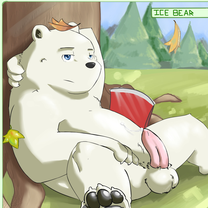 axe bear erection florest fur graft_(artist) ice_bear male mammal melee_weapon polar_bear solo we_bare_bears weapon white_fur