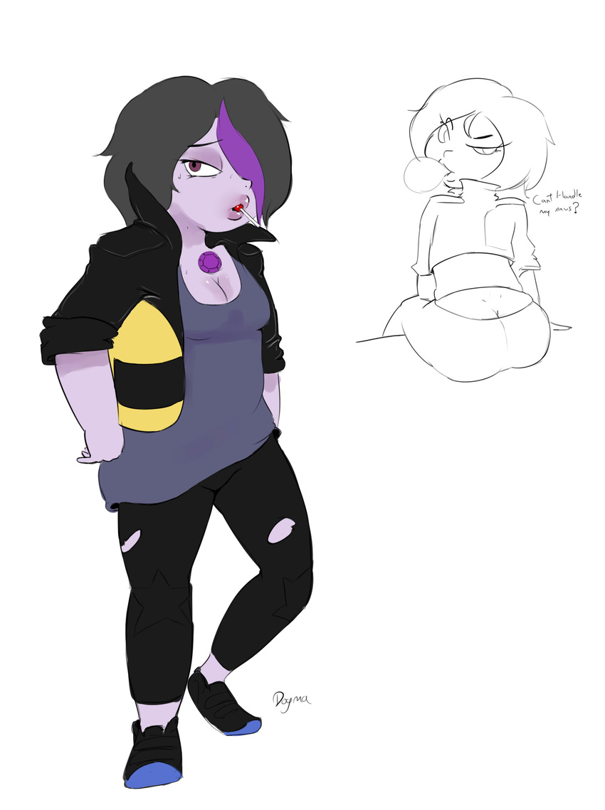 amethyst_(steven_universe) big_butt big_hero_6 butt dogma english_text female fusion gogo_tomago looking_at_viewer looking_back purple_eyes purple_lips purple_skin steven_universe text