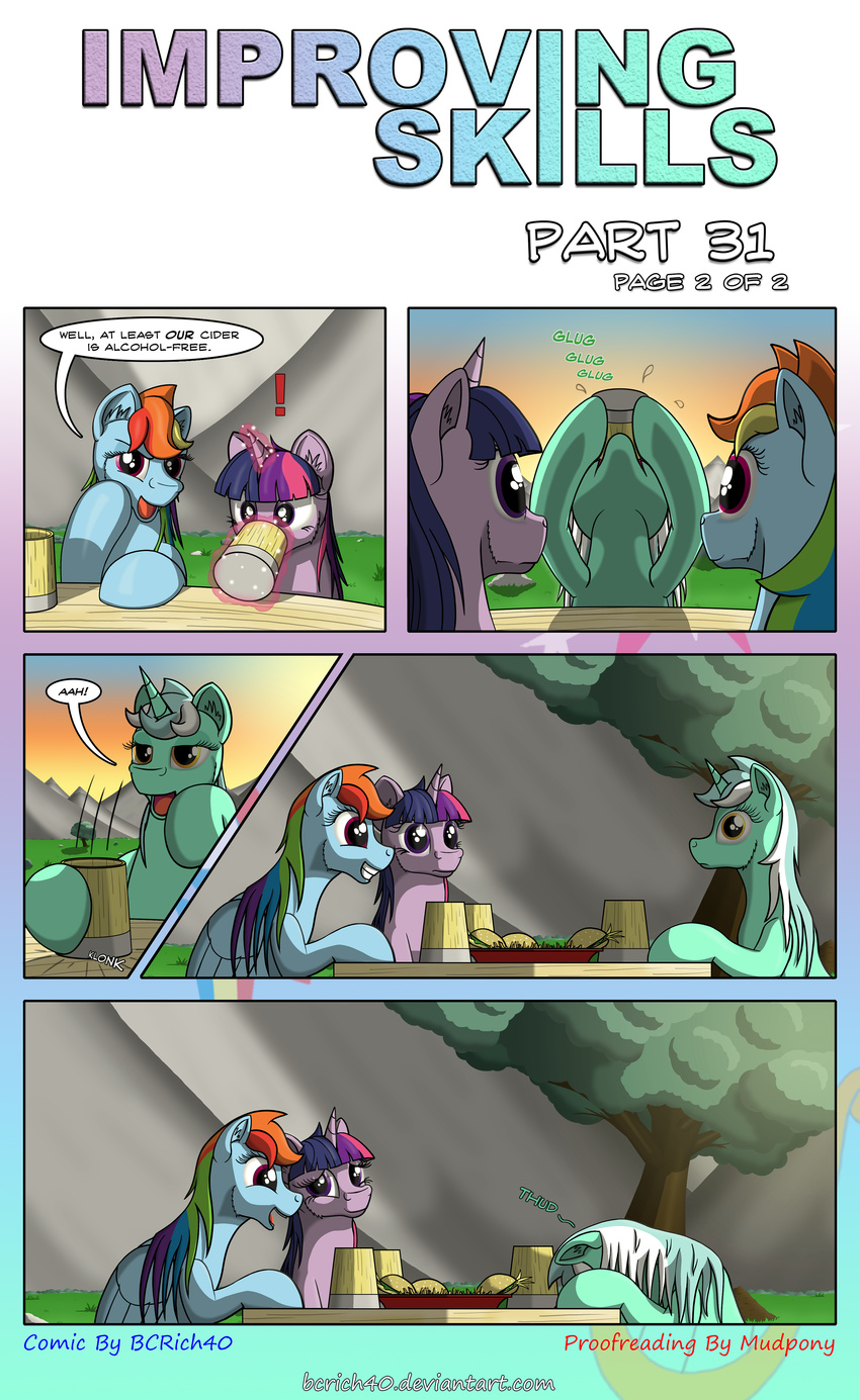 2015 bcrich40 comic drinking drunk equine female femle friendship_is_magic horn lyra_heartstrings_(mlp) magic mammal my_little_pony out_cold outside pegasus rainbow_dash_(mlp) table twilight_sparkle_(mlp) unconscious unicorn wings