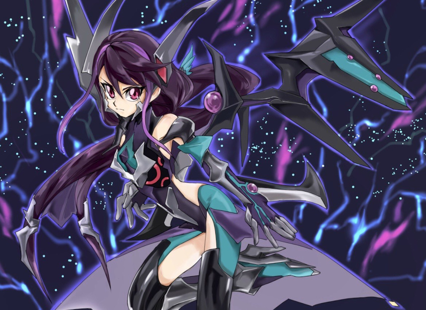 cosplay dark_rebellion_xyz_dragon dark_rebellion_xyz_dragon_(cosplay) dragon_girl duel_monster kat_(4681526) kurosaki_ruri long_hair multicolored_hair pink_eyes ponytail purple_hair solo two-tone_hair wings yuu-gi-ou yuu-gi-ou_arc-v