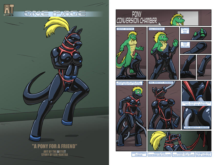 bound dragon endium equine female gender_transformation goo horse male mammal rubber_suit scalie sek-raktaa slave transformation