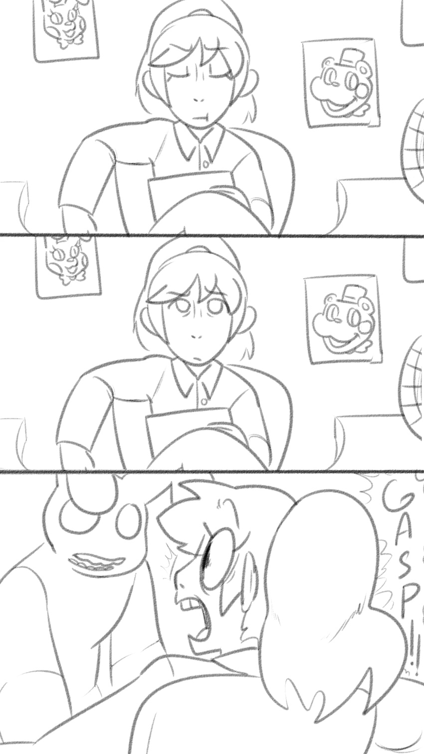 anthro comic dialogue female five_nights_at_freddy's five_nights_at_freddy's_2 male monochrome shadow_bonnie_(fnaf) unnecessaryfansmut video_games