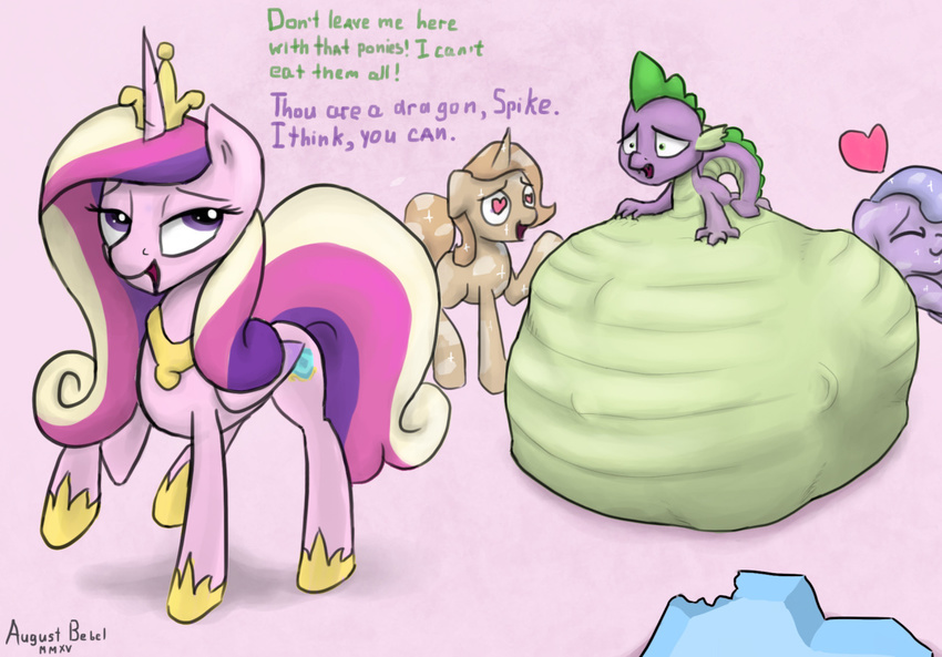 augustbebel belly big_belly chubby dragon equine female friendship_is_magic horn horse mammal my_little_pony obese overweight pony princess_cadance_(mlp) spike_(mlp) vore winged_unicorn wings
