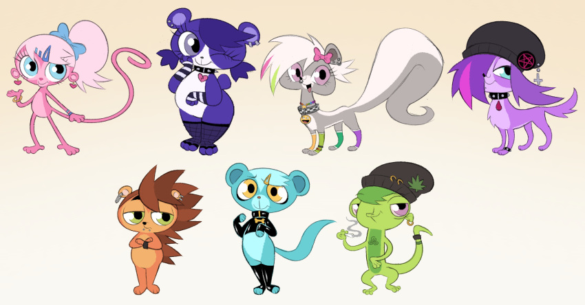 alternate_form ambiguous_gender bear canid canine canis domestic_dog emo eulipotyphlan female feral giant_panda goth group haplorhine hasbro hedgehog herpestid hi_res labbit1337 latex littlest_pet_shop lizard male mammal mephitid minka_mark mongoose monkey mustelid musteline penny_ling pepper_clark primate punk reptile russell_ferguson scalie scene_hair scene_kid semi-anthro skunk smile sunil_nevla vinnie_terrio