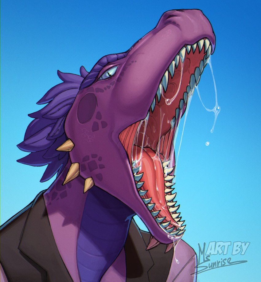 anthro bodily_fluids bored dragon hi_res male mouth_shot ms.sunrise open_mouth portrait saliva sharp_teeth solo standing teeth tongue toony vore