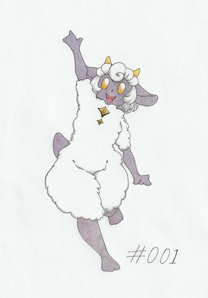 2024 2_horns ambiguous_anthro ambiguous_gender anthro anthrofied black_body black_ears black_tail black_text bovid caprine colored colored_pencil_(artwork) empty_eyes feet foxydraws front_view full-length_portrait fur gem gesture glistening glistening_eyes hair happy hi_res horn humanoid_feet id_number lamball mammal mitten_hands naturally_censored nude nude_ambiguous nude_anthro number open_mouth open_smile pal_(species) palworld pencil pink_tongue plantigrade portrait scut_tail short_horn short_tail simple_background small_horn smile solo tail text thick_thighs tongue traditional_media_(artwork) waving waving_at_viewer white_background white_body white_fur white_hair white_wool wool_(fur) yellow_eyes yellow_gem yellow_horn