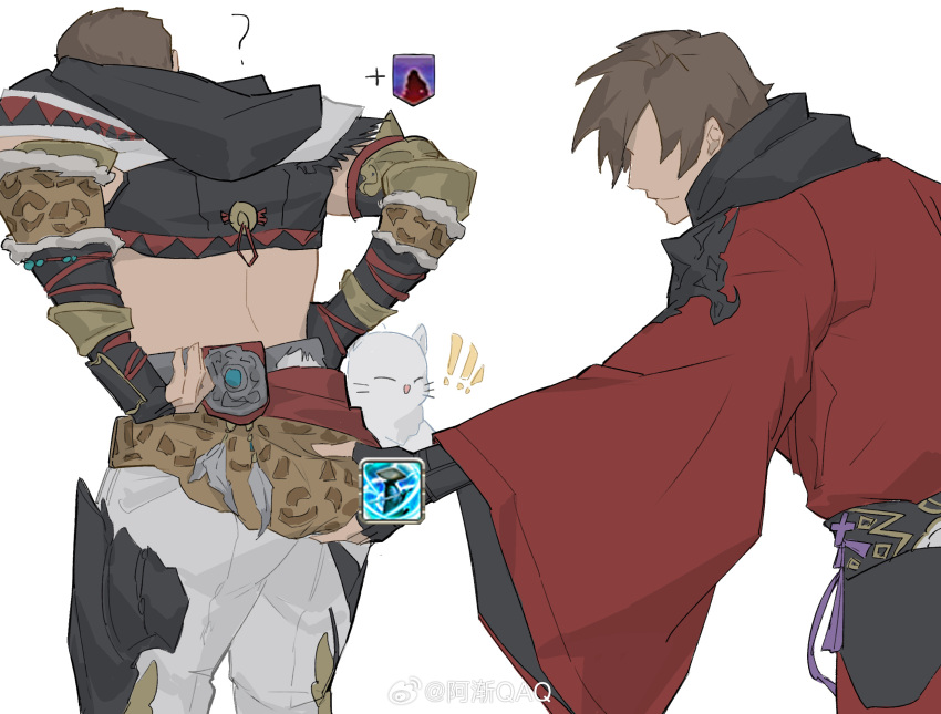 2boys ? adam22's_ass_grab_(meme) adventurer_(ff14) ajianqaq ardbert_hylfyst ass_grab brown_hair cowboy_shot faceless faceless_male feet_out_of_frame final_fantasy final_fantasy_xiv from_side gameplay_mechanics grabbing_another's_ass groping highres japanese_clothes kimono meme multiple_boys short_hair unfinished warrior_of_light_(ff14) yaoi