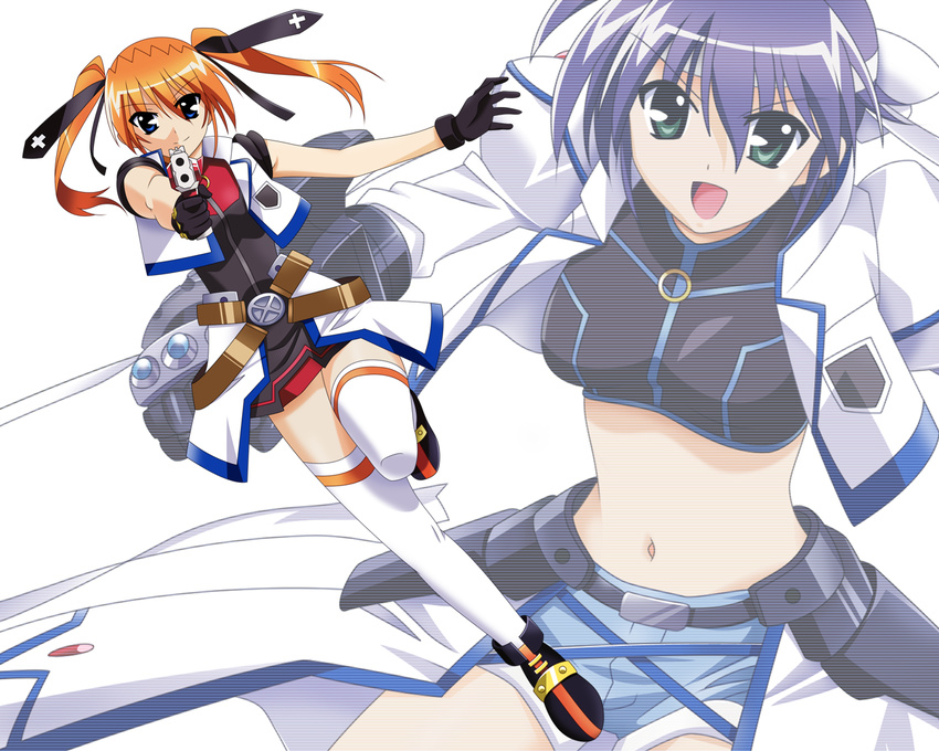 gun mahou_shoujo_lyrical_nanoha mahou_shoujo_lyrical_nanoha_strikers subaru_nakajima teana_lanster weapon