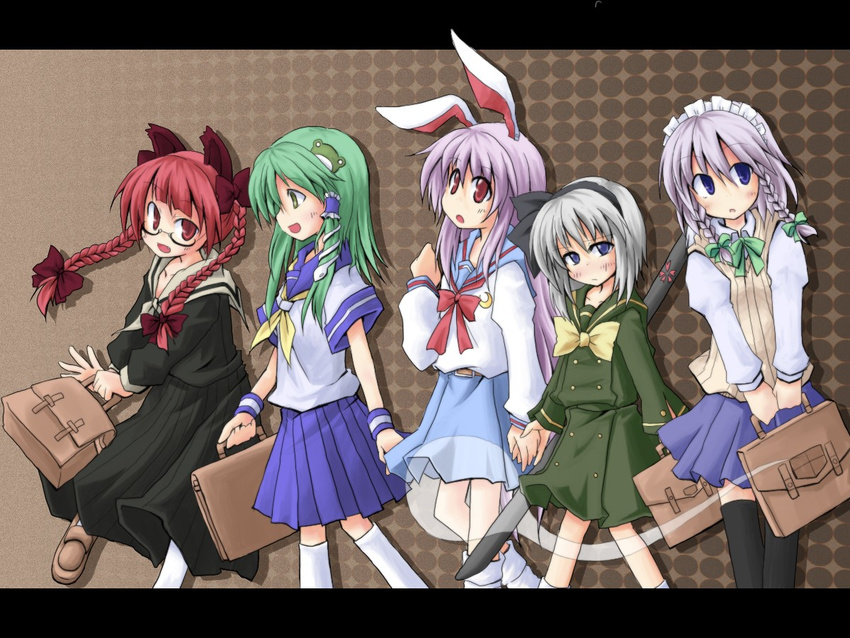 cosplay glasses higurashi_no_naku_koro_ni izayoi_sakuya kaenbyou_rin kochiya_sanae konpaku_youmu maria-sama_ga_miteru myon neon_genesis_evangelion reisen_udongein_inaba seifuku shakugan_no_shana suzumiya_haruhi_no_yuuutsu touhou