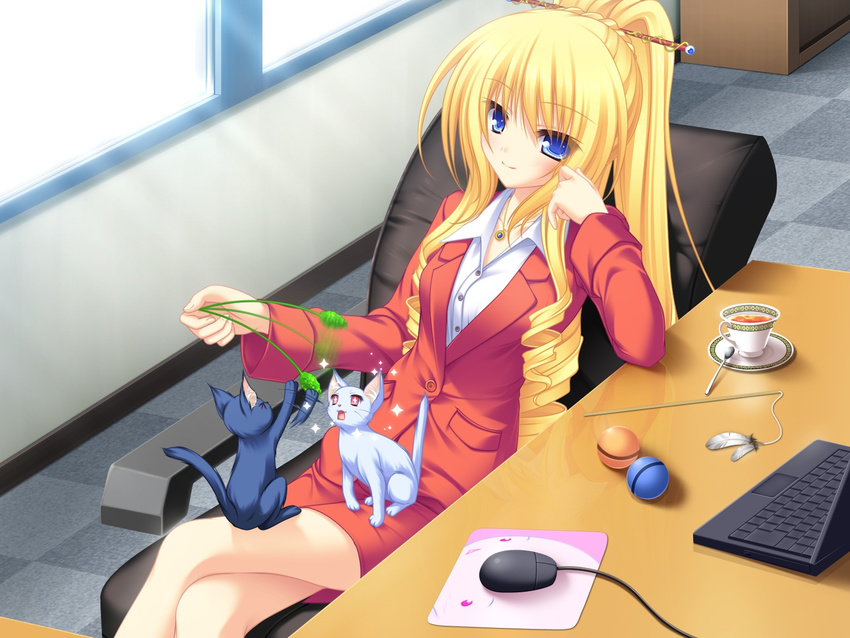 blonde_hair blue_eyes cat koshimizu_rei long_hair neko_koi