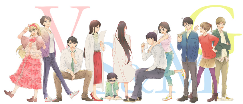 5girls 6+boys annotated black_hair brown_hair cezaimaru_venico creator_connection crossdressing dual_persona g_series glasses heavenly_win hek-kun_(v_series) highres horokusa_junpei kabeya_megumi kaguyama_murasakiko kurage_kyuusuke long_hair magata_shiki multiple_boys multiple_girls nishinosono_moe otoko_no_ko s&amp;m_series saikawa_souhei short_hair subete_ga_f_ni_naru takanashi_nerina time_paradox v_series yamabuki_satsuki