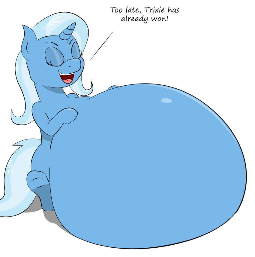americananomaly_(artist) belly big_belly chubby equine friendship_is_magic horn horse mammal my_little_pony pony text trixie_(mlp) unicorn vore