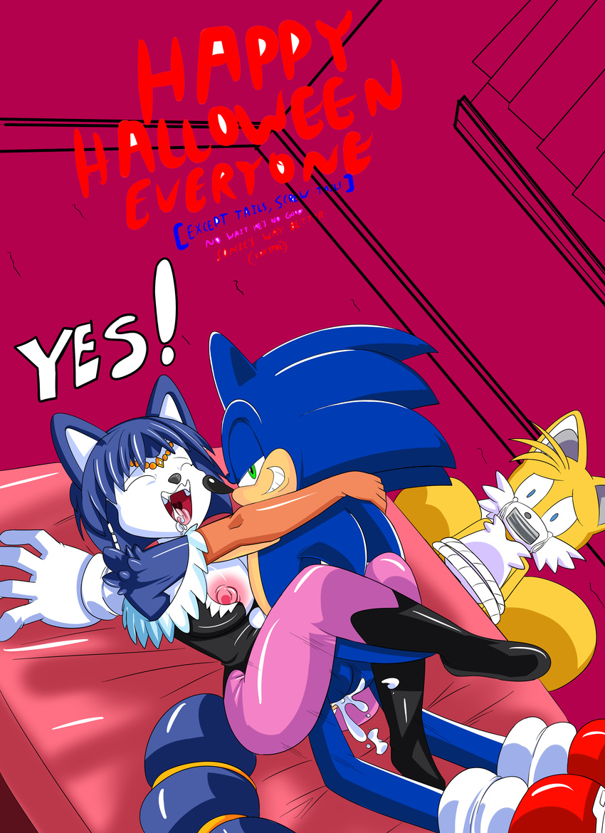 anthro areola balls blue_fur bound breasts canine crying cum cum_in_pussy cum_inside dreamcastzx1 duo_focus eyes_closed female fox fur gag gagged green_eyes group krystal lying male mammal miles_prower nintendo nipples on_back open_mouth penetration penis pussy sex sonic_(series) sonic_the_hedgehog star_fox tears text vaginal vaginal_penetration video_games yellow_fur