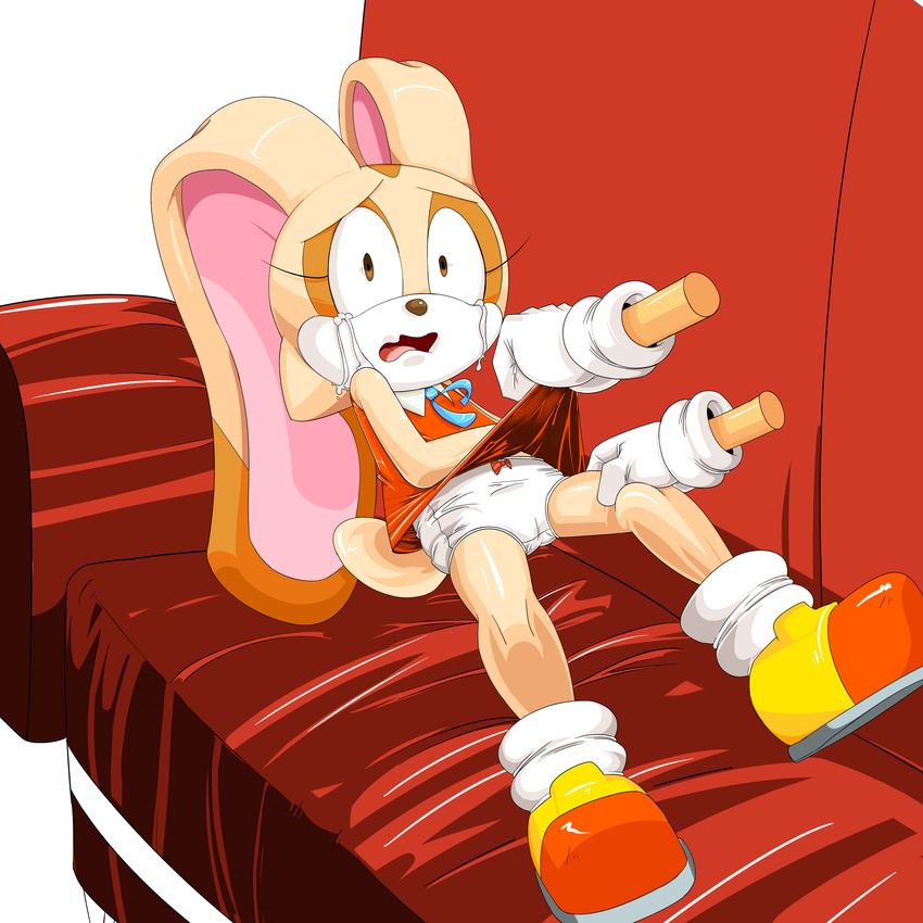clothing cream_the_rabbit crying cub disembodied_hand dreamcastzx1 female forced imminent_rape lagomorph long_ears mammal open_mouth panties rabbit sofa solo_focus sonic_(series) tears tongue underwear video_games white_sclera young