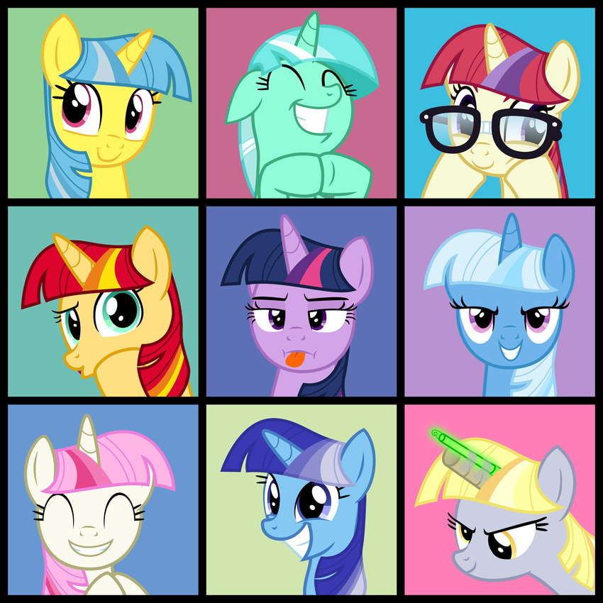 2015 absurd_res cheezedoodle96 derp_eyes derpy_hooves_(mlp) equestria_girls equine female friendship_is_magic glowstick group hi_res horn lemon_hearts_(mlp) lyra_heartstrings_(mlp) mammal minuette_(mlp) moondancer_(mlp) my_little_pony sunset_shimmer_(eg) tongue tongue_out trixie_(mlp) twilight_sparkle_(mlp) twinkleshine_(mlp) unicorn