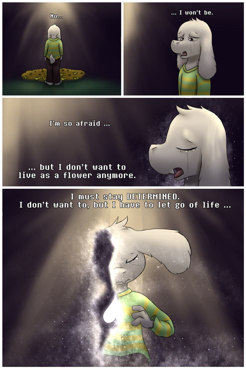 2015 anthro asriel_dreemurr caprine comic crying dialogue english_text flower goat mammal plant scottfraser standing tears text undertale video_games