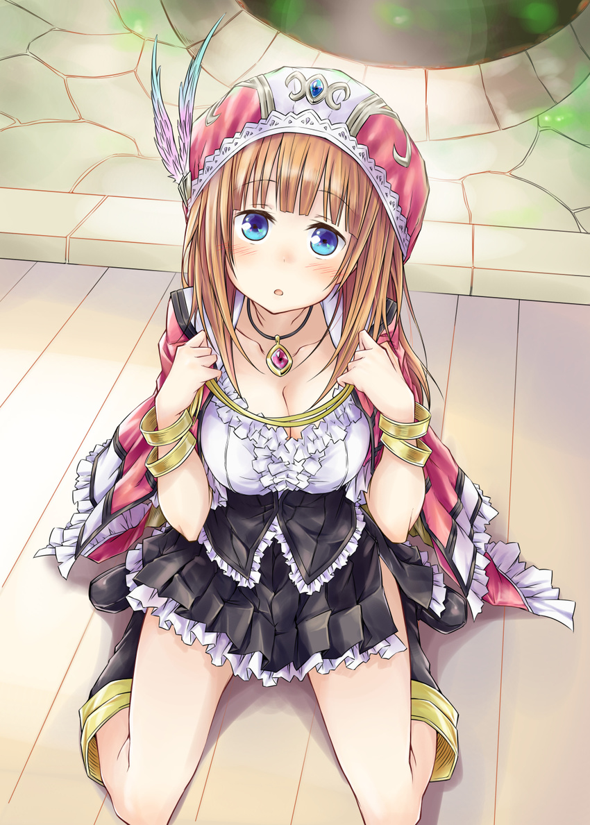 alt atelier_(series) atelier_rorona atelier_totori blue_eyes boots brown_hair hat highres long_hair rororina_fryxell skirt solo