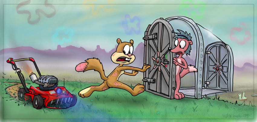 2015 404bot anthro breasts butt canine crossover female fox fur lawn_mower mammal nipples nude rocko's_modern_life rodent sandy_cheeks sheila spongebob_squarepants squirrel