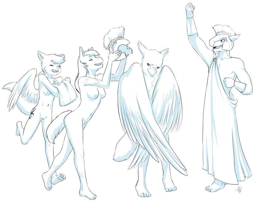 anthro aogami avian barefoot bird breasts canine covering cub eon_(typhlosion) equine greek gryphon helmet horse hybrid mammal nintendo nude osprey percy pok&eacute;ball pok&eacute;mon pokefur pussy shy teenager toga typhlosion video_games winged_wolf wings wolf young zeetyphlosion