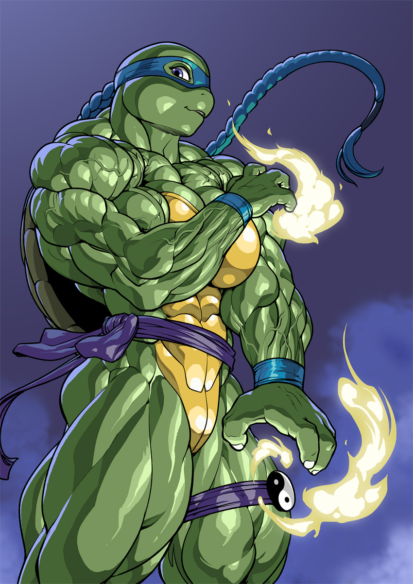 abs female green_skin muscular muscular_female pokkuti purple_eyes reptile scalie shell teenage_mutant_ninja_turtles turtle venus_de_milo_(tmnt)