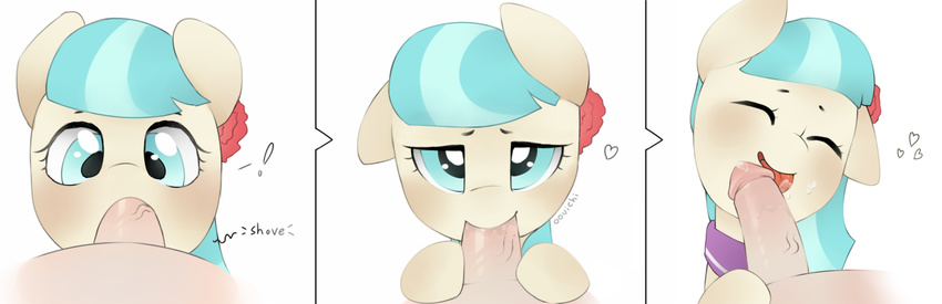 &lt;3 bestiality blush coco_pommel_(mlp) disembodied_penis duo equine erection eyes_closed fellatio female feral first_person_view friendship_is_magic hair half-closed_eyes horse human human_on_feral humanoid_penis interspecies looking_at_viewer male male/female mammal multicolored_hair my_little_pony oouichi open_mouth oral penis pony sex simple_background smile tongue two_tone_hair white_background