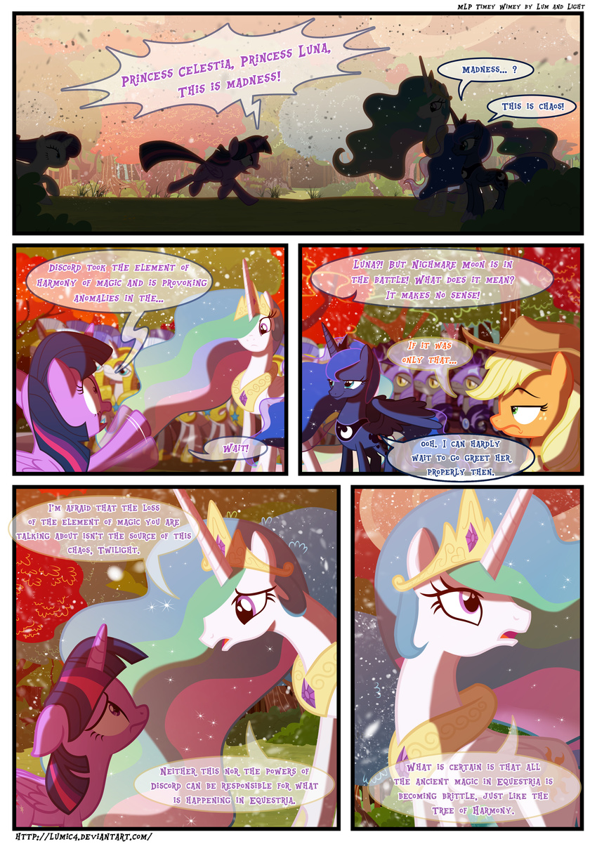 2015 applejack_(mlp) bat_pony comic equine female friendship_is_magic horn horse luke262 mammal my_little_pony pegasus pony princess_celestia_(mlp) princess_luna_(mlp) rarity_(mlp) royal_guard_(mlp) snow snowing twilight_sparkle_(mlp) unicorn winged_unicorn wings