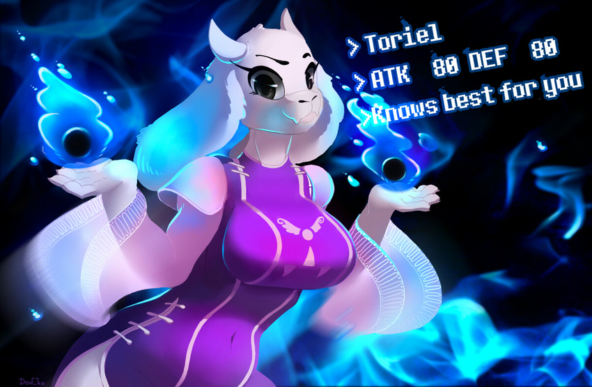 2015 anthro caprine clothed clothing don_ko english_text female fur glowing goat horn long_ears looking_at_viewer magic mammal monster solo text toriel undertale video_games white_fur