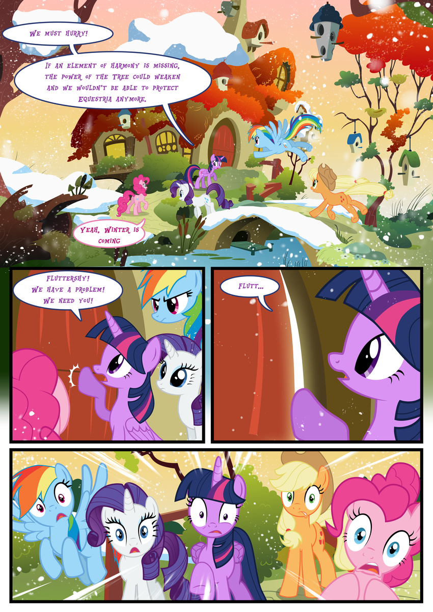 2014 applejack_(mlp) comic dialogue english_text equine female friendship_is_magic horn horse luke262 mammal my_little_pony pinkie_pie_(mlp) pony rainbow_dash_(mlp) rarity_(mlp) snow snowing text twilight_sparkle_(mlp) unicorn winged_unicorn wings