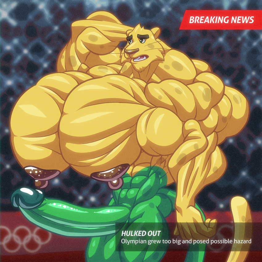 abs balls biceps big_muscles feline ginga humanoid_penis hyper hyper_muscles hyper_penis jaguar male mammal muscular nipples nude pecs penis solo text wolfiecanem