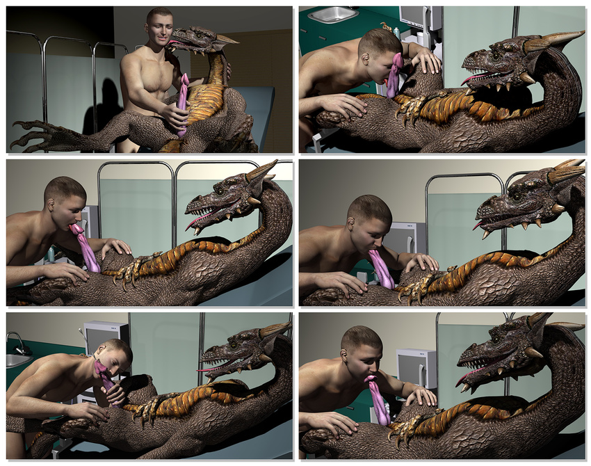 3d dragon duo fellatio hospital human licking male male/male mammal medic millennium_dragon oral penis sex smile tagme tongue tongue_out wooky