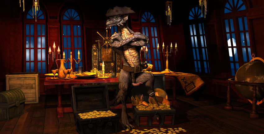 3d amputee candle cgi digital_media_(artwork) doublons dragon erection hat invalid_color invalid_tag male millennium_dragon penis pirate scalie solo tagme treasure treasure_chest wooky