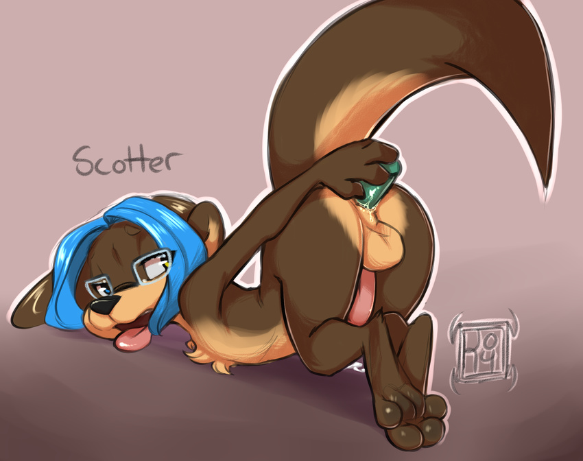 ahegao balls cum dildo eyewear girly glasses heterochromia lube male mammal mustelid open_mouth otter penis reign-2004 scott_(character) scotter sex_toy solo tongue tongue_out