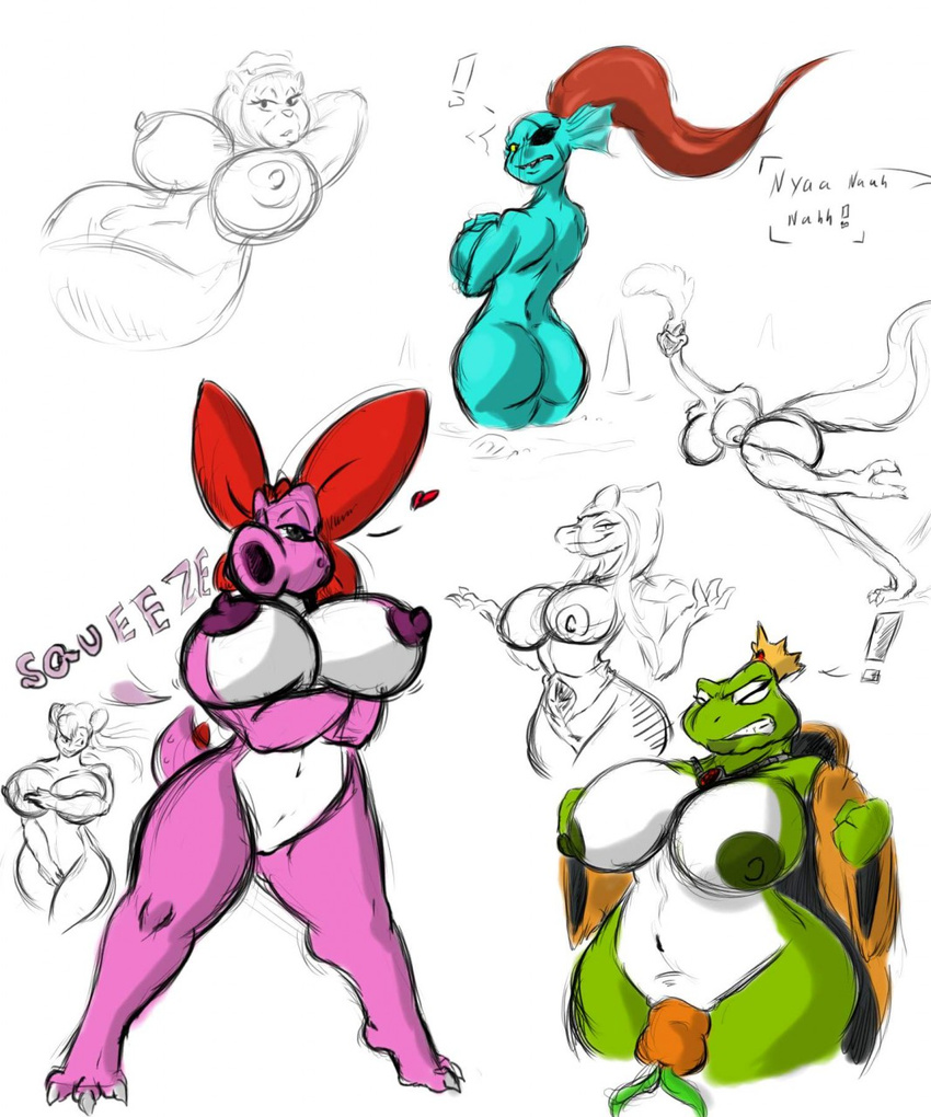 ! &lt;3 2015 3_toes anthro areola avian bear big_areola big_breasts bird birdo breast_squish breasts butt claws clenched_teeth crossgender crossover crown erect_nipples eyes_closed female fish green_scales huge_breasts insertion looking_at_viewer mammal marine mario_bros monster multicolored_scales multiple_images nintendo nipples nude penetration purple_scales pussy reclining roadrunner scales seductive shinysteel simple_background sketch standing teeth toe_claws toes two_tone_scales undertale undyne vaginal vaginal_insertion vaginal_penetration video_games voluptuous wart_(mario) white_background white_scales wide_hips