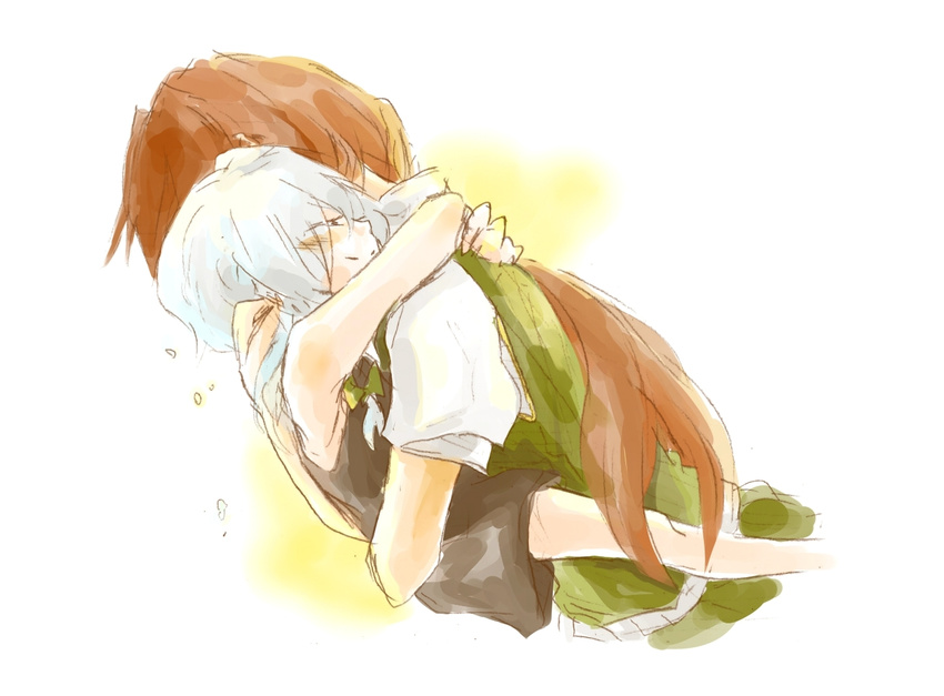 bad_id bad_pixiv_id hong_meiling hug izayoi_sakuya kurau_kii multiple_girls touhou younger