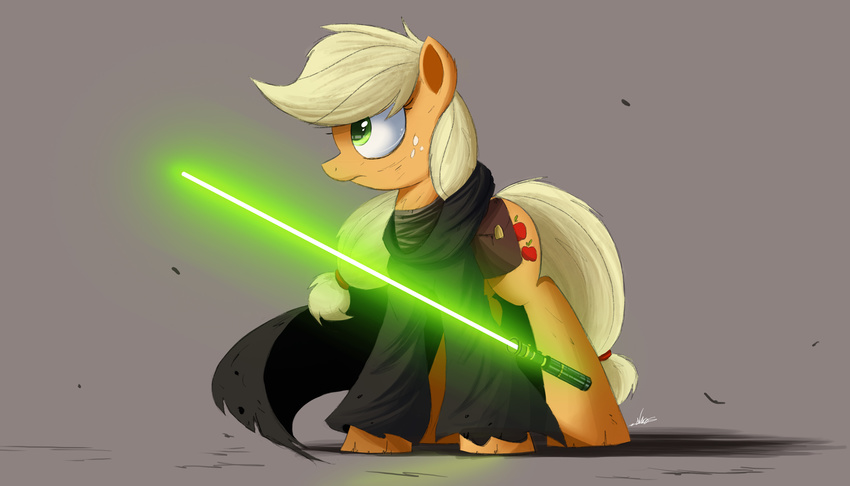 2015 applejack_(mlp) crossover earth_pony equine female feral friendship_is_magic horse lightsaber mammal my_little_pony ncmares pony solo star_wars