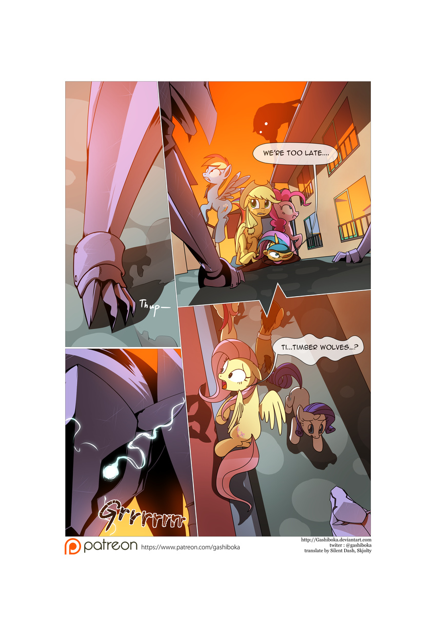 2015 applejack_(mlp) comic cowboy_hat cutie_mark doctor_whooves_(mlp) earth_pony equine feathers female fluttershy_(mlp) friendship_is_magic gashiboka gold_lily_(mlp) hair hat hood horn horse mammal mane my_little_pony necktie pegasus pinkie_pie_(mlp) pony rainbow_dash_(mlp) rarity_(mlp) rose_(mlp) text timber_wolf unicorn wings