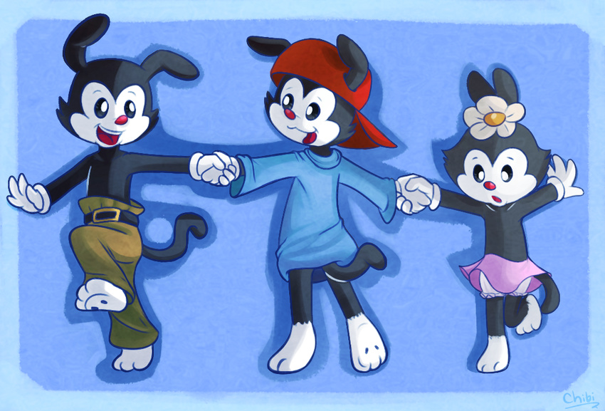 animaniacs chibitracy clothing dot_warner female male mammal sibling simple_background underwear wakko_warner warner_brothers yakko_warner young