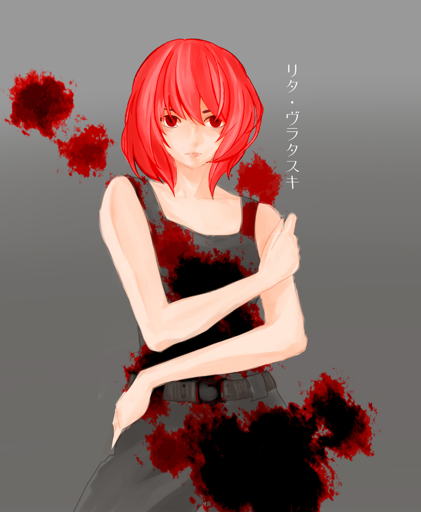 all_you_need_is_kill breasts brown_eyes highres red_hair rita_vrataski short_hair small_breasts solo