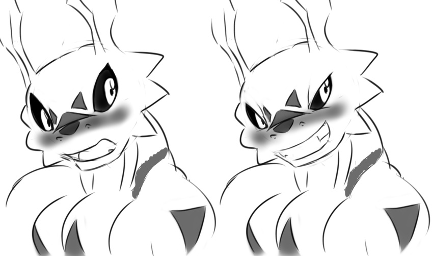 anthro blush digimon duo guilmon pecs scalie smile zxx3