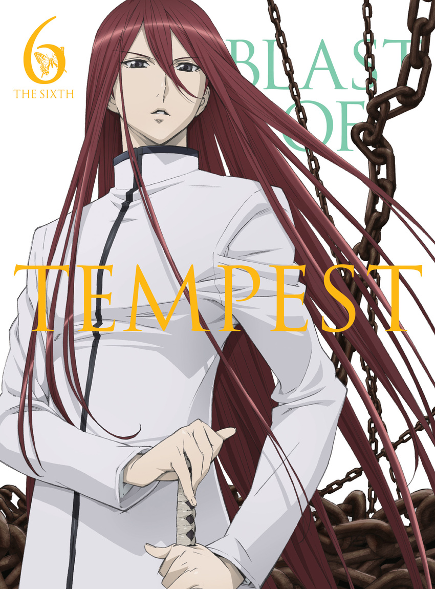 brown_eyes brown_hair chain highres kusaribe_samon long_hair male_focus official_art solo very_long_hair zetsuen_no_tempest