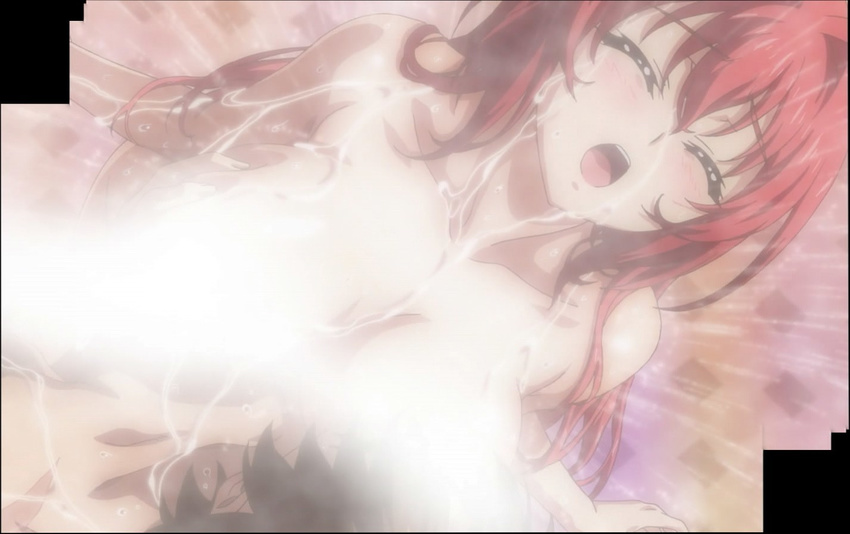 closed_eyes convenient_censoring long_hair naruse_mio red_hair screencap sexually_suggestive shinmai_maou_no_testament showering