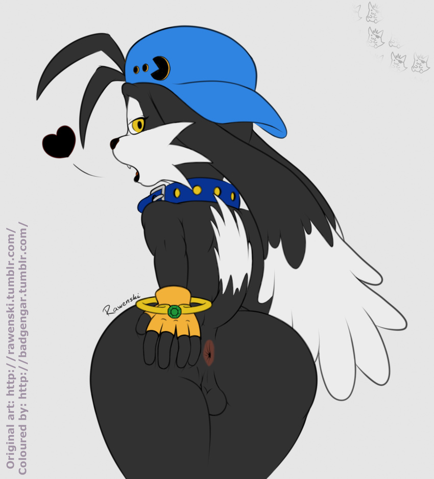 &lt;3 2015 anthro anus backsack badgengar balls bent_over big_butt black_lips butt clothing collar feline fingerless_gloves floppy_ears gem girly gloves half-closed_eyes hand_on_butt hat holding_butt klonoa klonoa_(series) long_ears looking_at_viewer looking_back male mammal monochrome nude open_mouth presenting presenting_hindquarters raised_tail rawenski rear_view ring seductive short_tail solo wide_hips